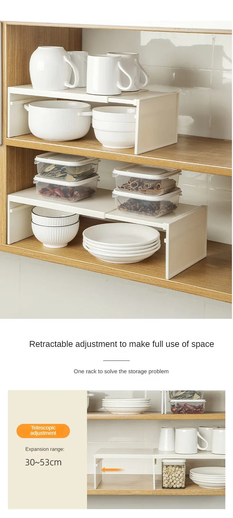 Kitchen Cupboard Organizer Retractable Cabinet Shelf Seasoning Bottle Spice Rack Dish Shelf Kitchen Accessories Storage Rack