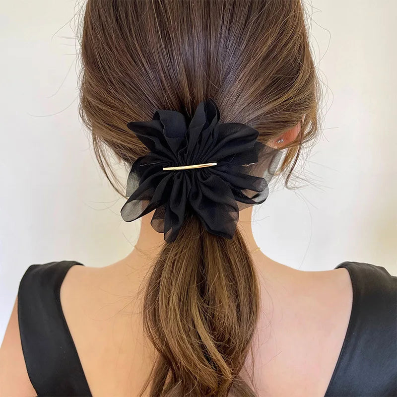 Big Spring Hair Claw Clips with Chiffon Flowers - Smarsty