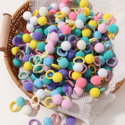 Kids Plush Ball Hair Bands Soft Comfortable Scrunchies - Smarsty