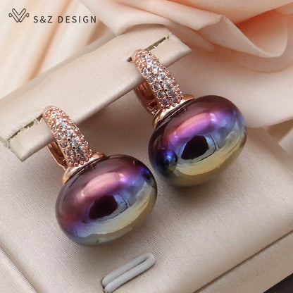 Fashion Pearl Dangle Earrings for Women with Cubic Zirconia - Smarsty