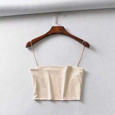 2024 Summer Women's Crop Top Sexy Elastic Cotton Camis sleeveless Short Tank Top Bar - Smarsty