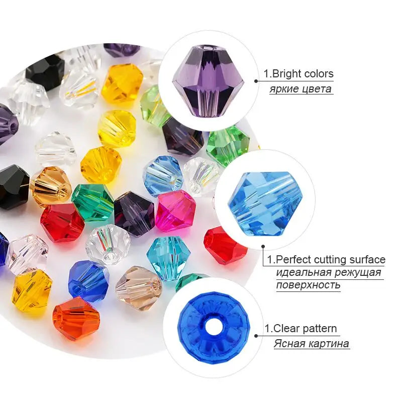 4mm Crystal Bicone Beads for DIY Jewelry Making - Smarsty