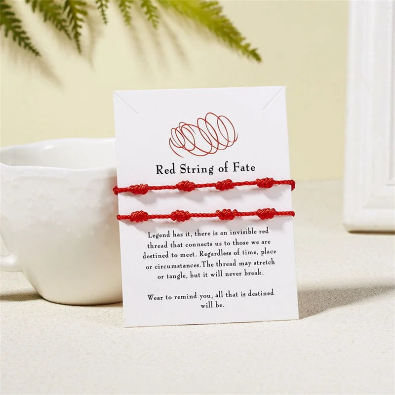 Handmade 7 Knots Red String Bracelet Set for Luck - Smarsty