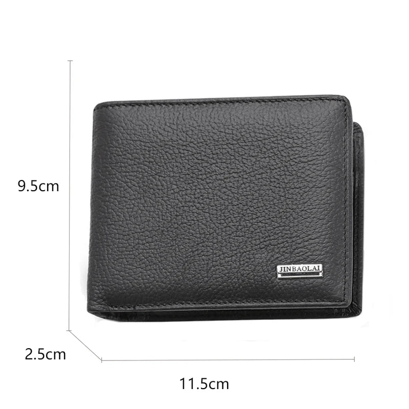 Classic Short Genuine Leather Men Wallets Fashion Coin Pocket Card Holder Men Purse Simple Quality Male Wallets - Smarsty