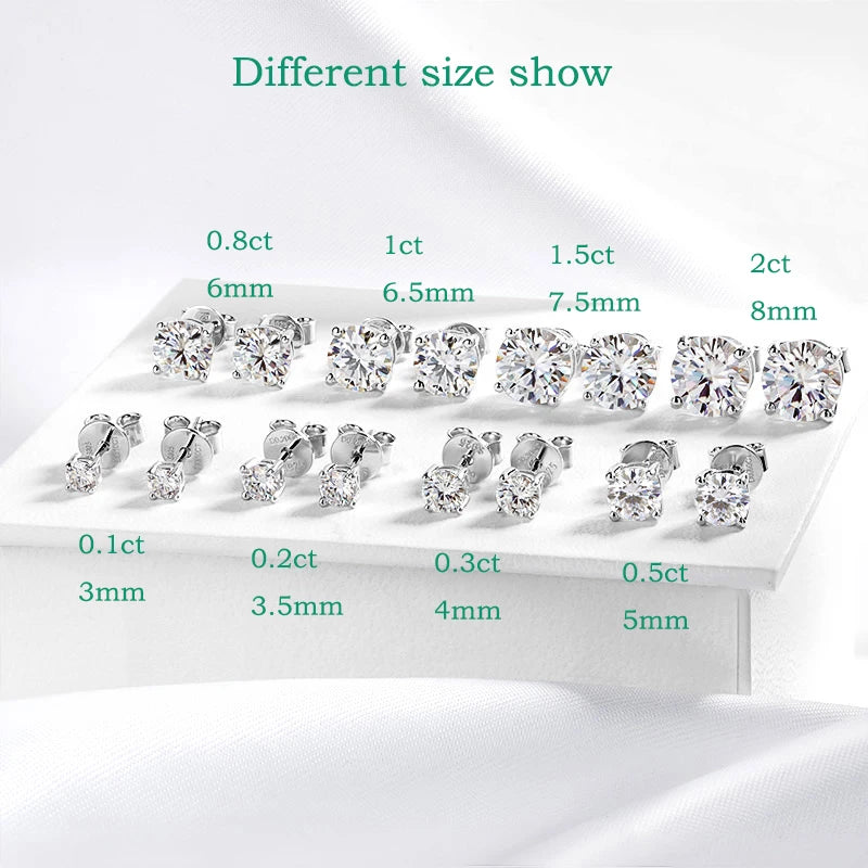 Moissanite Stud Earrings S925 Silver Certified Brilliance - Smarsty