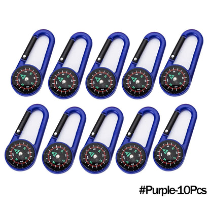 Outdoor Compass Carabiner Mini Camping Keychain Mountaineering Hiking Backpack Buckle with Compass Survival Children Gifts