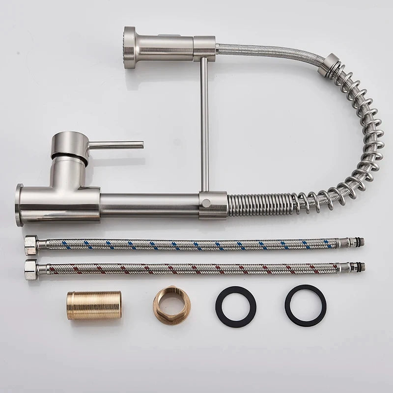 Brushed Nickel Kitchen Faucet with 360 Degree Rotation - Smarsty