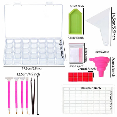 28 Grids Diamond Painting Storage Box with Funnel - Smarsty