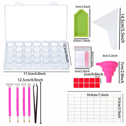 28 Grids Diamond Painting Storage Box with Funnel - Smarsty