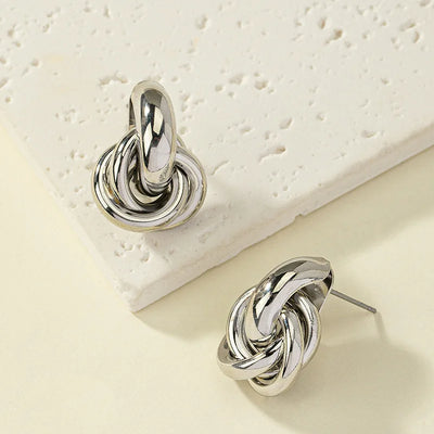 Geometric Striped Large Ear Buckle Earrings for Women - Smarsty