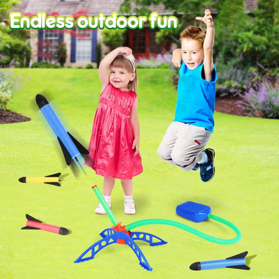 Kid Air Rocket Foot Pump Launcher Outdoor Air Pressed Pedal Soaring Rocket Toys Child Play Set Jump Sport Game Toys For Children - Smarsty
