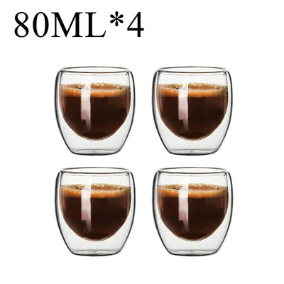 Double Wall Borosilicate Glass Mugs Set Heat Resistant - Smarsty