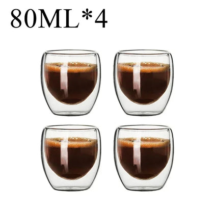 Double Wall Borosilicate Glass Mugs Set Heat Resistant - Smarsty