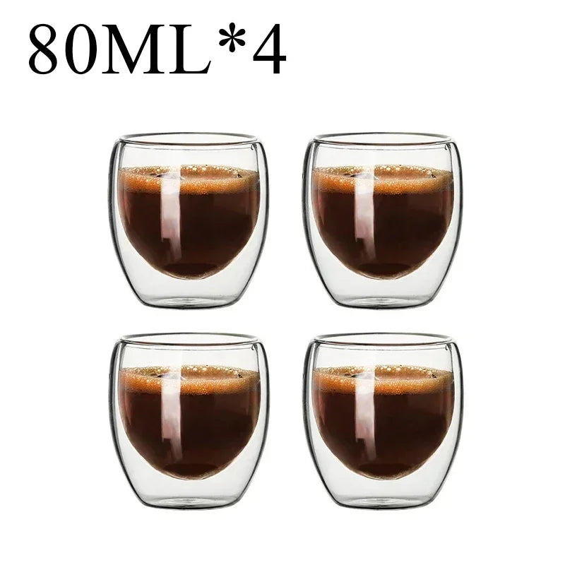 Double Wall Borosilicate Glass Mugs Set Heat Resistant - Smarsty
