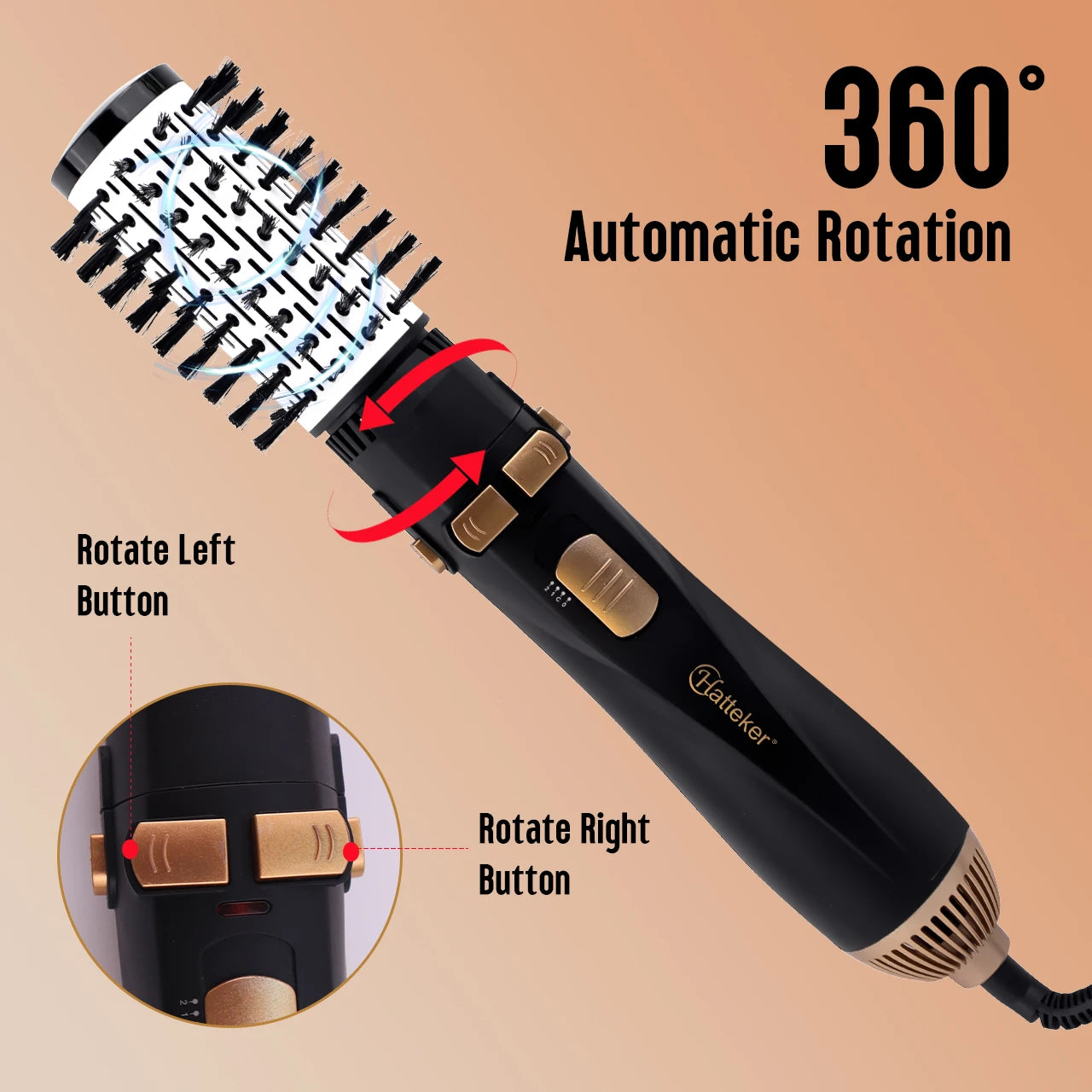 Hatteker Hot Air Brush with Replaceable Heads for Versatile Styling - Smarsty
