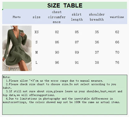 New for autumn/Winter 2024 Women Knit Slim Sexy Bodycon Dress V-Neck Long Sleeve Dress Solid Casual Midi Sweater Dress - Smarsty