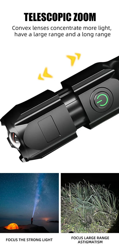 Powerful LED Flashlight Rechargeable USB 18650 Waterproof Zoom Fishing Hunting Camping 100,000 Lumens Tactical Flashlight LED FL by Smarsty