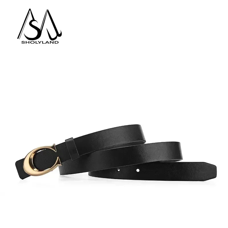 Trendy Women Leather Belt With Alloy Moon Button - Smarsty