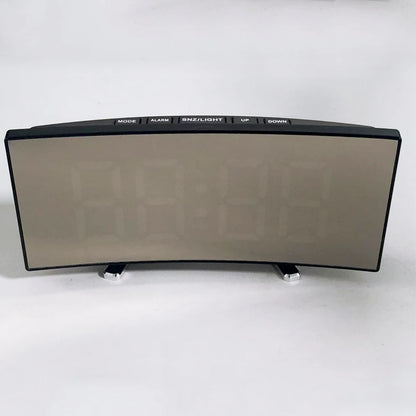LED Curved Alarm Clock with Dual-purpose Mirror Display - Smarsty