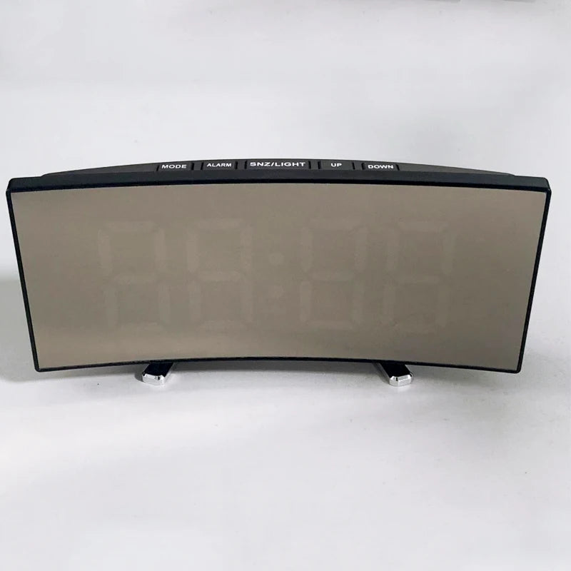 LED Curved Alarm Clock with Dual-purpose Mirror Display - Smarsty