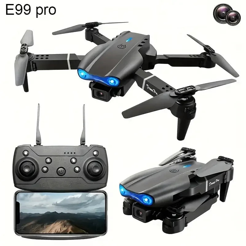 E99 PRO Drone with Flash Professional HD Dual Camera WIFI Obstacle Avoidance RC Helicopters Aerial Photography Quadcopter - Smarsty
