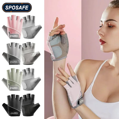 1Pair Breathable Cycling Gloves Workout Gym Gloves for Men Women Weight Lifting Fingerless Gloves Training Exercise Fitness by Smarsty