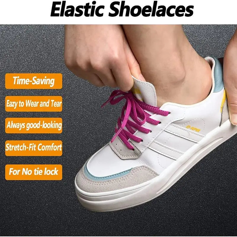 Classic Elastic Shoelaces Flat Sneakers Shoe Laces 7mm Width Shoelace for Kids Adults Shoe Lace Accessories Shoestring Fashion - Smarsty