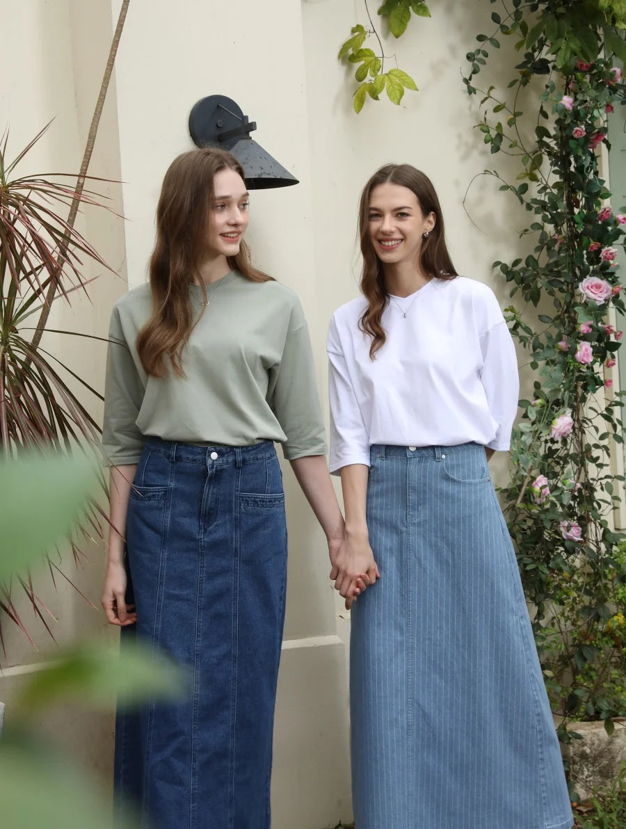 AS 2025 pinstripe denim skirt fashion woman clothes lady wear - Smarsty