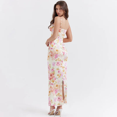 Suninheart Summer Spaghetti Strap Floral Print Party Dresses Elegant Maxi Bodycon Wedding Guest Holiday Dress New In Dress 2023 - Smarsty