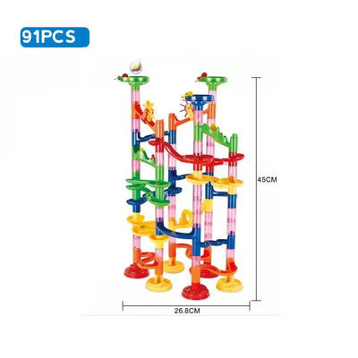 Marble Run Race Track Building Blocks Kids 3D Maze Ball Roll Toy DIY Marble Run Race Coaster Set 80/105/109/133pc Christmas Gift - Smarsty