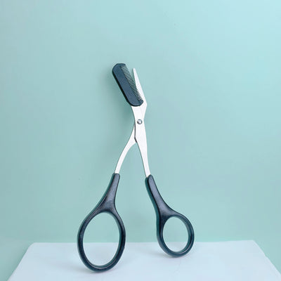 Pink Eyebrow Trimming Scissors with Built-In Comb - Smarsty