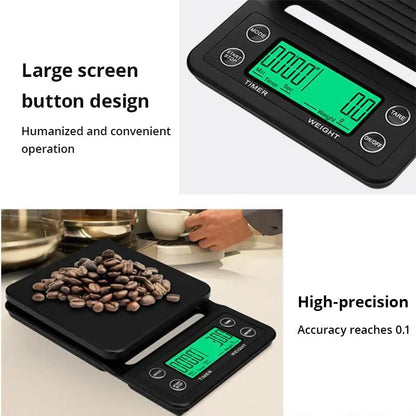 Black Precision Coffee Scale With Timer 0.1g Accuracy - Smarsty