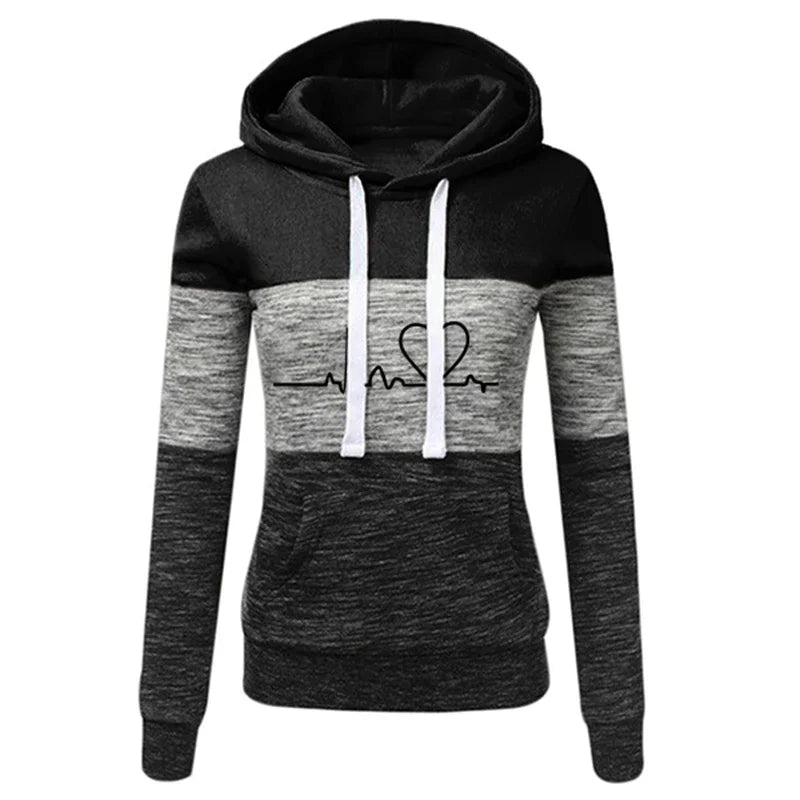 Autumn Winter Warm Women's Fleece Long Sleeve Hoodie Fashion Slim Fit Sweatshirt Ladies Casual Color Matching Outdoors Pullover