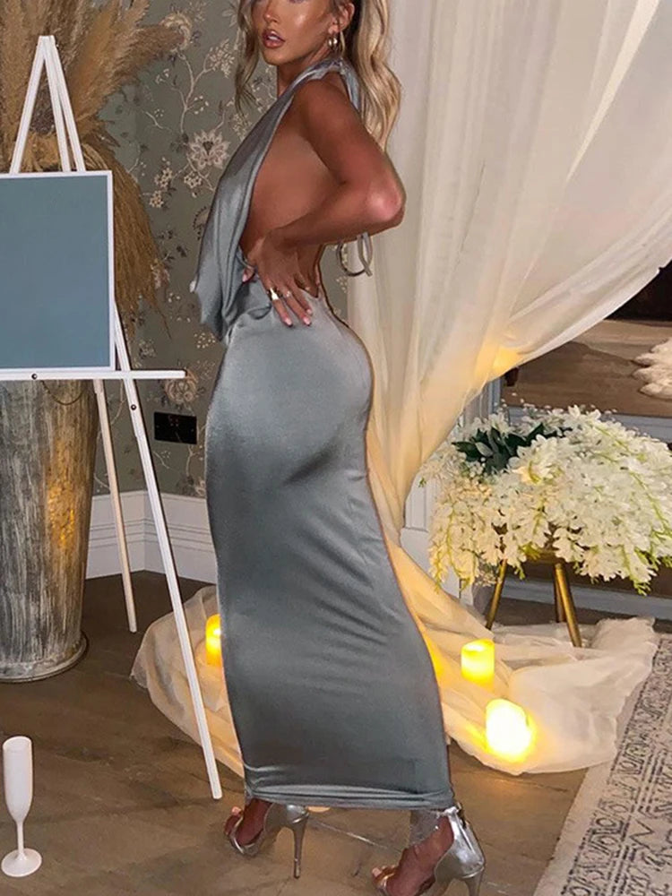 Dulzura Autumn Women Halter Backless Midi Dress For Women Bodycon Sexy Party Elegant Outfits Evening Birthday Clothes Y2K 2024 - Smarsty