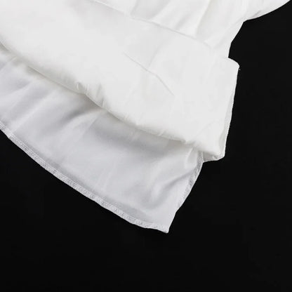 Talenza White Ruffle Bandage Mini Dress Women's Elegant Patchwork Long Sleeve Dress New Slim V Neck Lace Up Summer Mini Dress - Smarsty