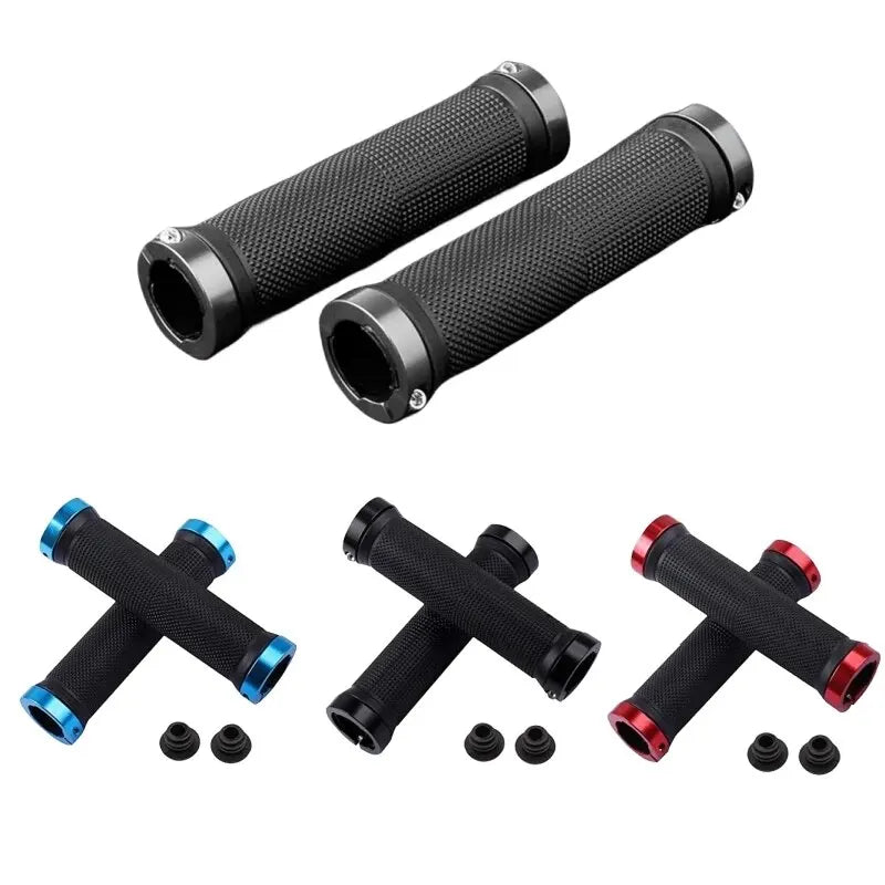 Bicycle Rubber Grips Alloy Lock Non-Slip Rubber Bicycle Handlebar Grips Double Aluminum Lock on Locking Bicycle Handlebar Grips