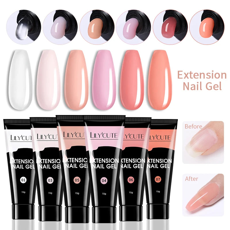 LILYCUTE Nail Gel Set with 6W LED Lamp for Quick Manicure - Smarsty