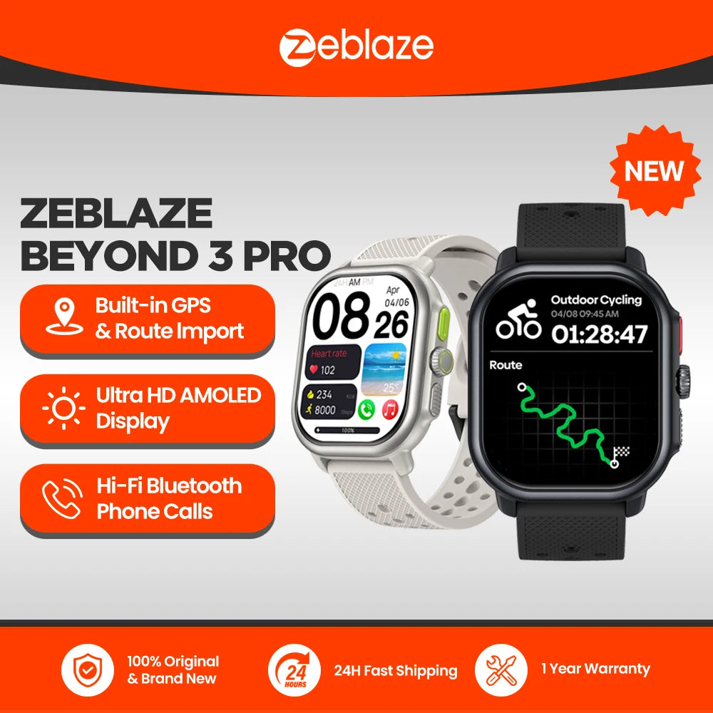 Zeblaze Beyond 3 Pro GPS Smart Watch with AMOLED Display - Smarsty