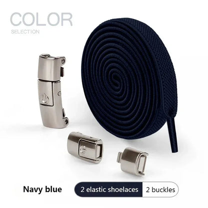 2Pairs Without Ties Elastic Laces No Tie Shoe Laces Press Lock Shoelaces Sneaker Kids Adult 8MM Widened Flat Shoelace for Shoes