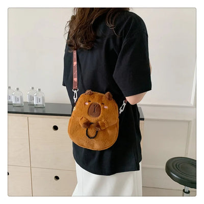 Capybara Plush Cartoon Shoulder Bag Large Capacity Unisex - Smarsty
