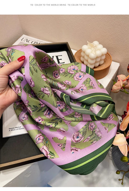Luxury Silk Skinny Scarf with Cat Print for Women - Smarsty