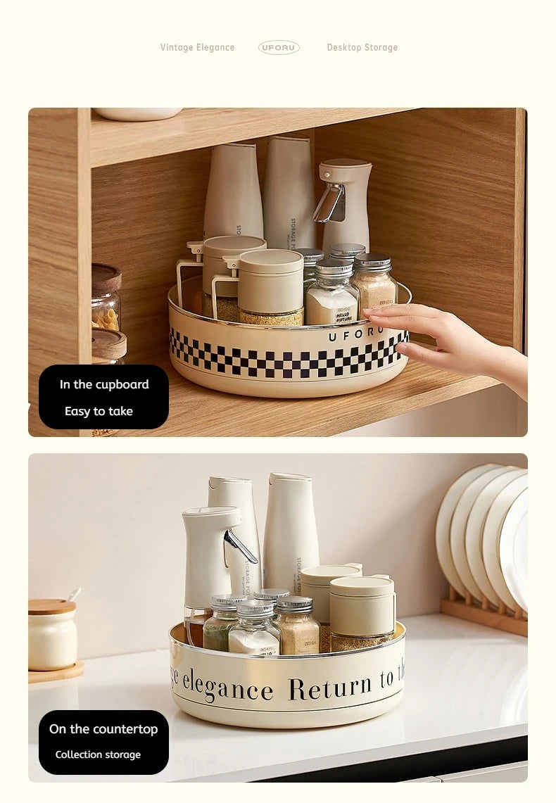 Multifunctional Adjustable Kitchen Rack, Large Capacity Condiment Box Storage , Plastic Material Tabletop Fruit Platter