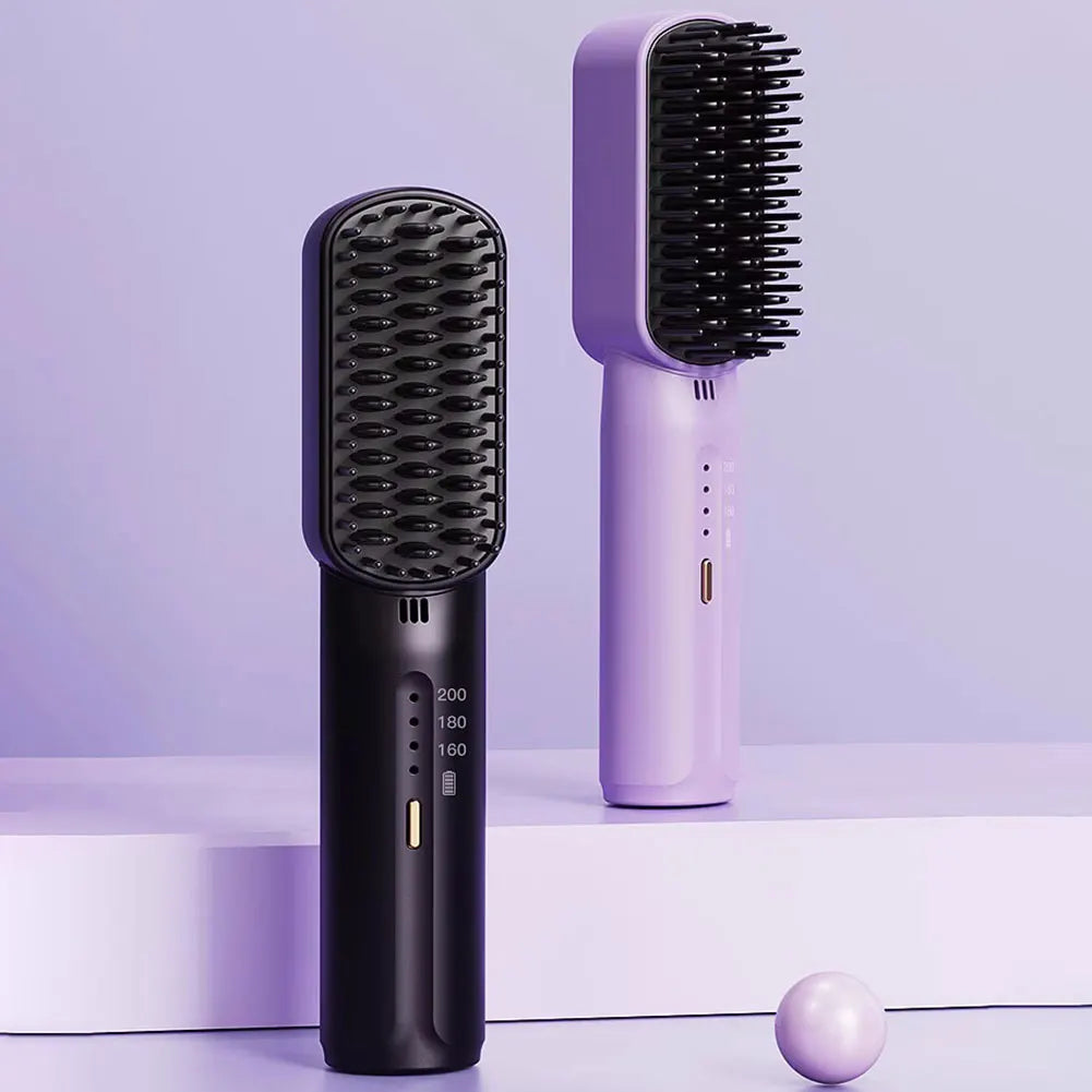 Cordless Hair Straightener Brush with Anti-Scald Feature - Smarsty