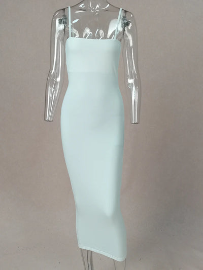 2025 New Spring Summer Women's High Elastic Sleeveless Backless Dress Long Sling Dresses Club Sexy Suspender Dress - Smarsty
