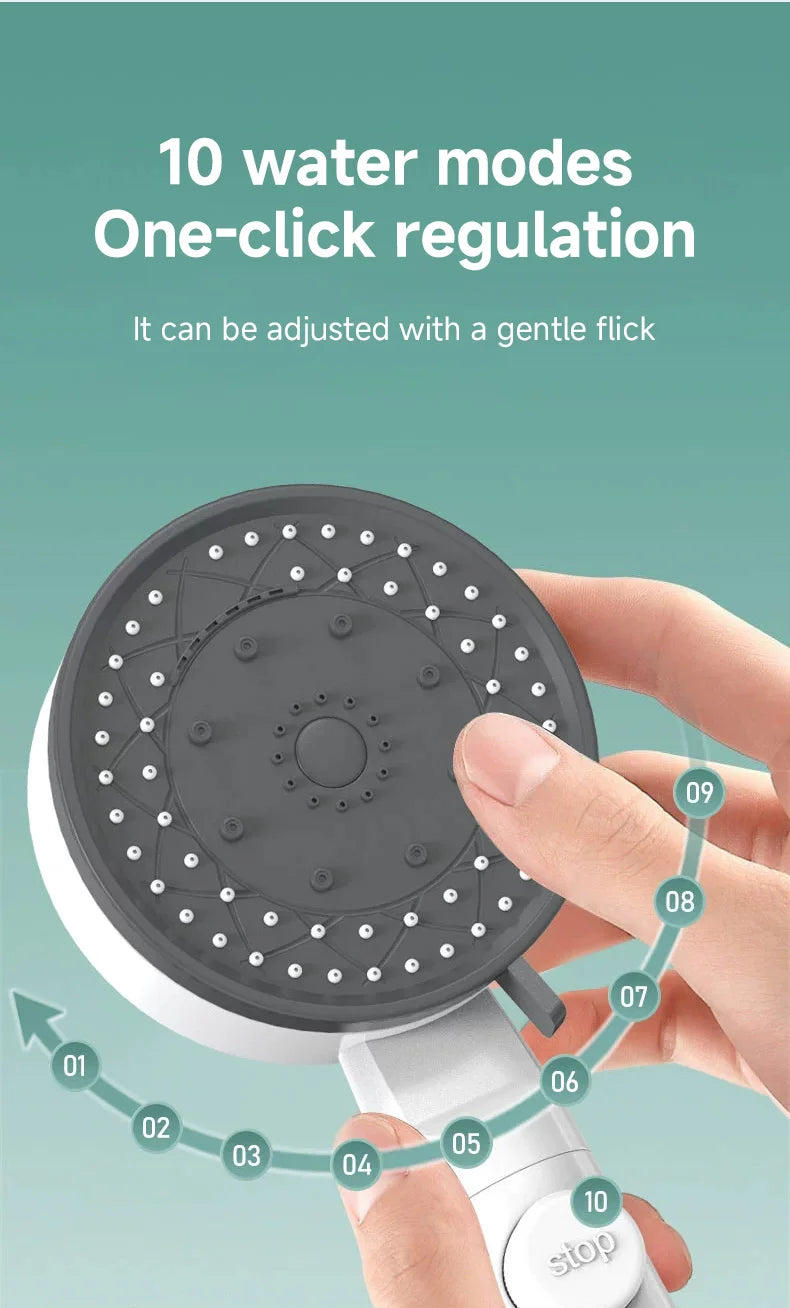 High Quality 8 Mode Shower Head Water Filter Adjustable High Pressure Shower Portable One-Key Stop Shower Bathroom Accessories - Smarsty