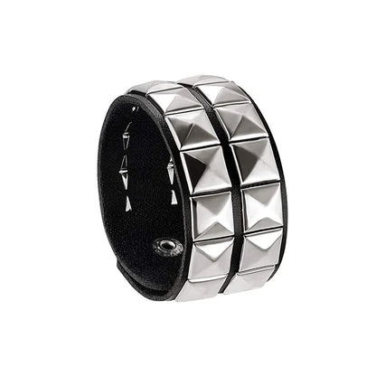 Adjustable Punk Rock Studded Leather Bracelet Set - Smarsty