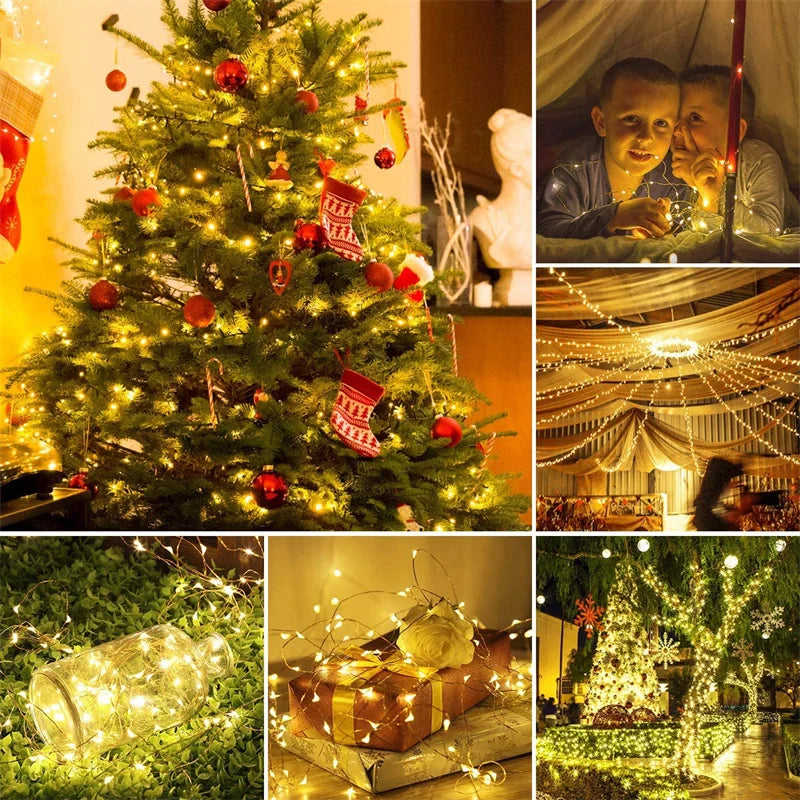 USB Led Fairy Lights Copper Wire String 20M 200LED Holiday Outdoor Lamp Garland For Christmas Tree Wedding Party Decoration - Smarsty