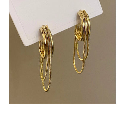 Metal Geometric Tassel Earrings for Women's Wedding Accessories - Smarsty