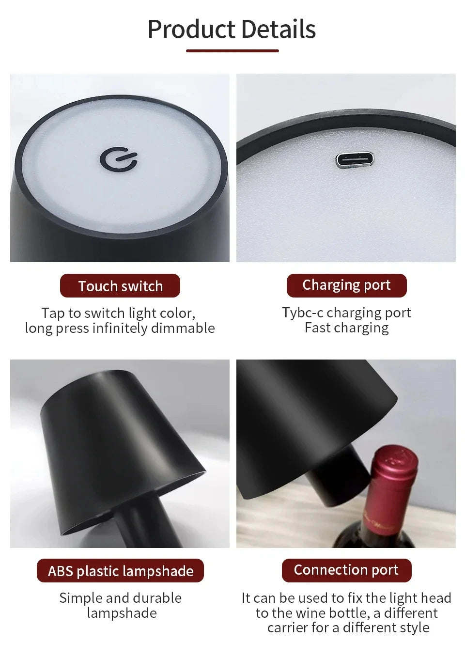 Rechargeable LED Desk Lamp with Touch Dimming Feature - Smarsty