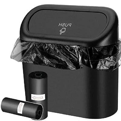 Car Trash Can (with Lid) Contains 60 (300) Garbage Bags, Small Car Trash Can, Leak-proof Mini Car Accessories - Smarsty